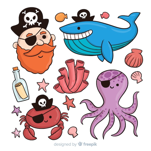 Free Vector | Hand drawn sea characters collection