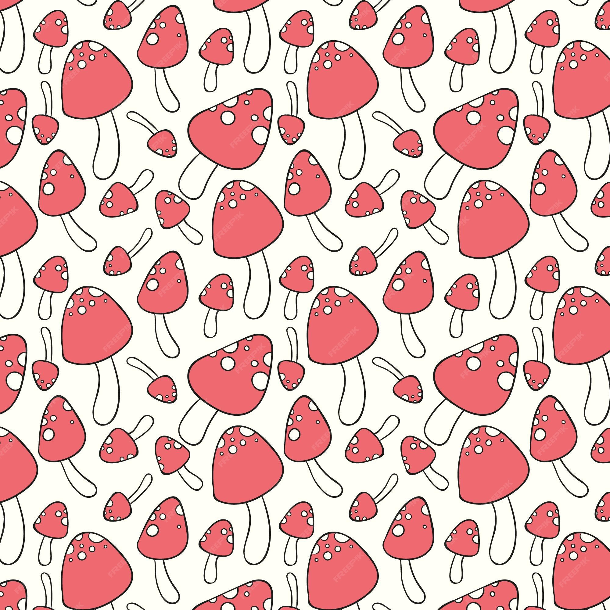 Free Vector | Hand drawn seamless mushroom pattern