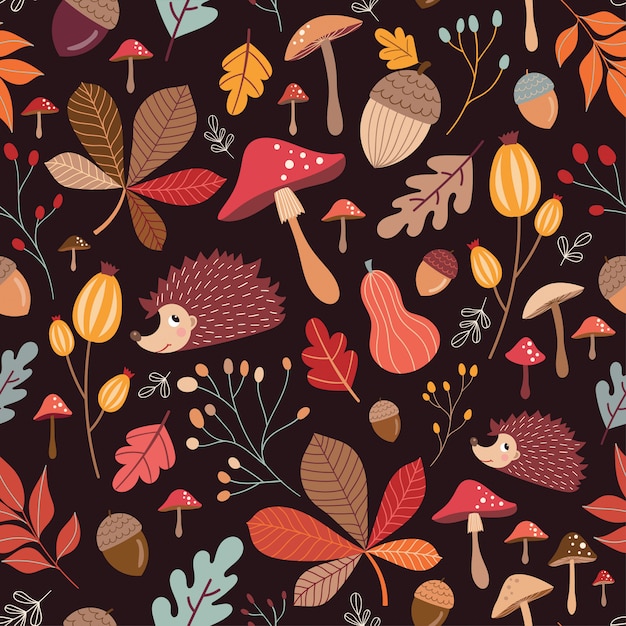 Premium Vector | Hand drawn seamless pattern with cute elements