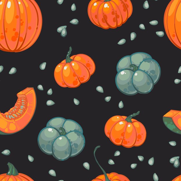 Premium Vector | Hand drawn seamless pattern with orange and green ...