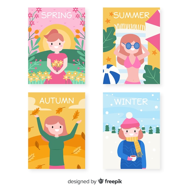 Hand drawn seasonal poster collection Vector | Free Download