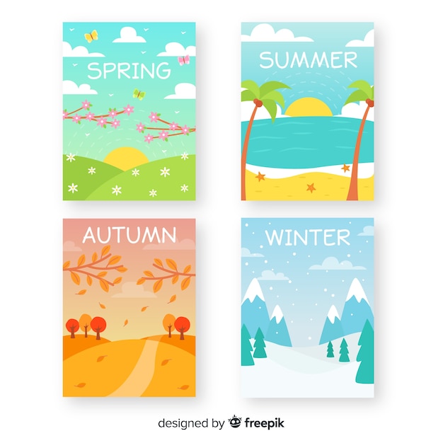 Hand drawn seasonal poster collection Vector | Free Download