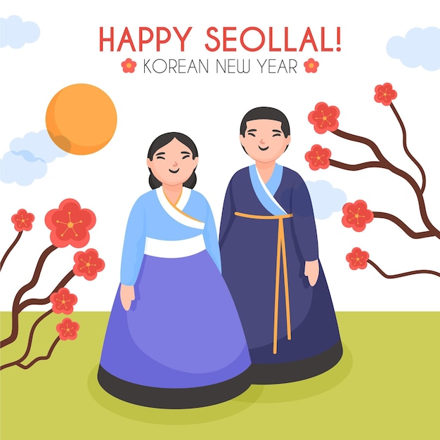 Free Vector | Hand drawn seollal korean new year