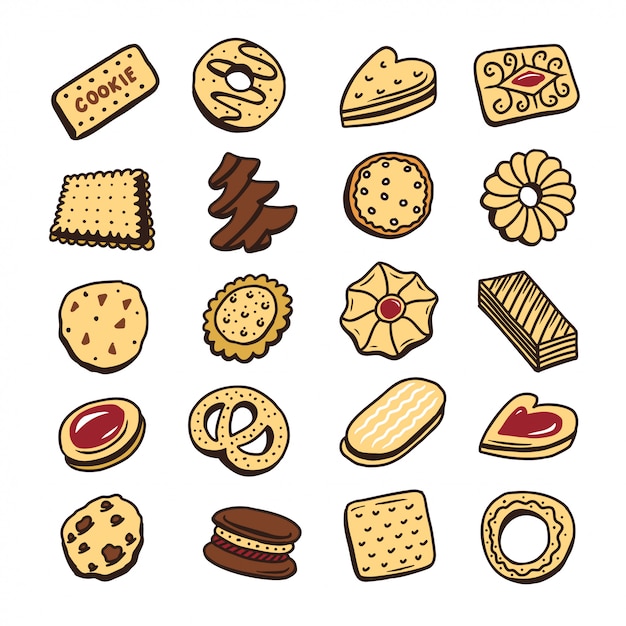 Premium Vector | Hand drawn set of cookies biscuits desserts