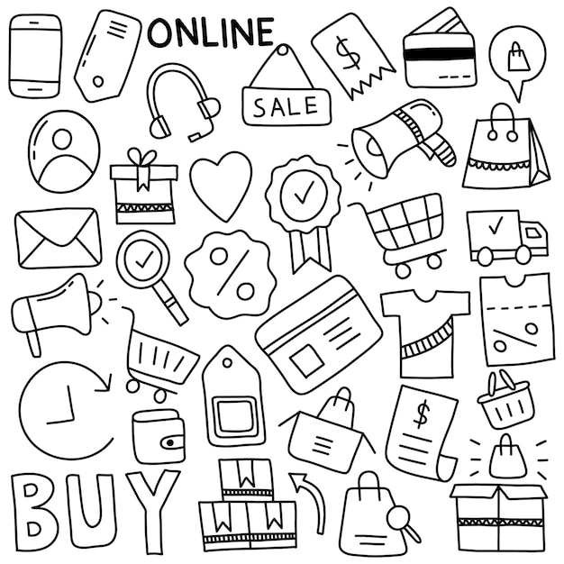 Premium Vector Hand Drawn Set Of Ecommerce Icon