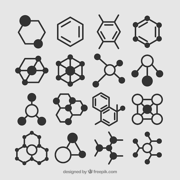 Free Vector Hand drawn set of molecules