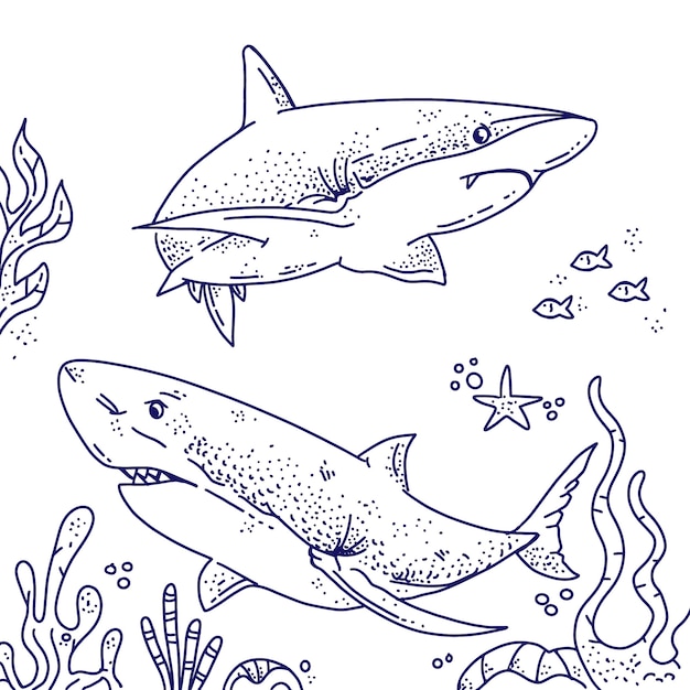 Free Vector | Hand drawn shark outline illustration