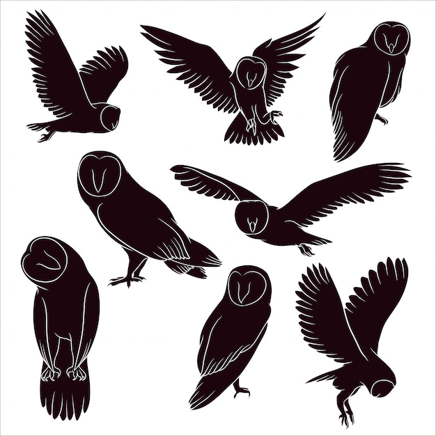 Download Hand drawn silhouette of owl | Premium Vector