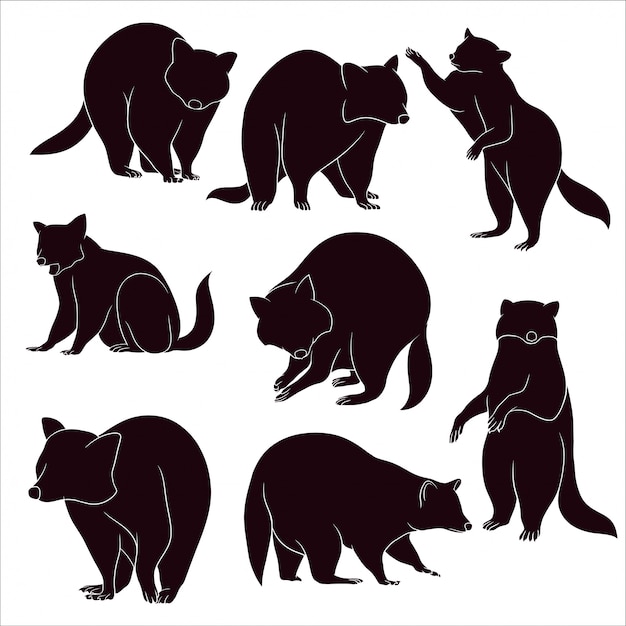 Premium Vector | Hand drawn silhouette of raccoon