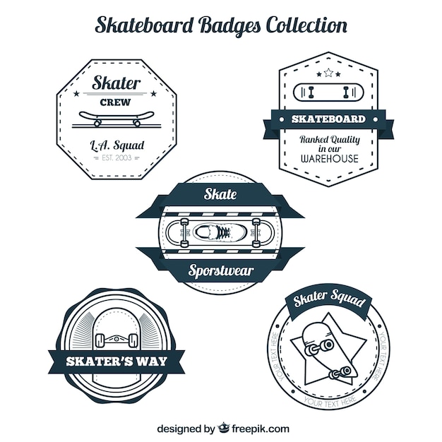 Hand drawn skateboard badges