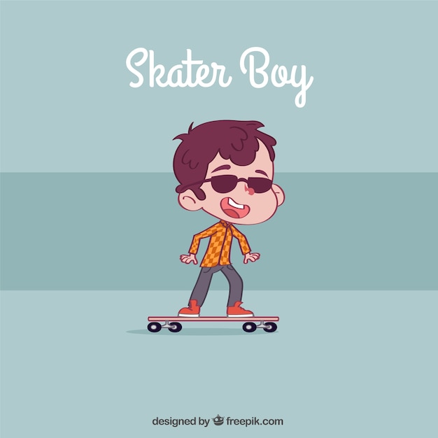 Hand drawn skater boy background