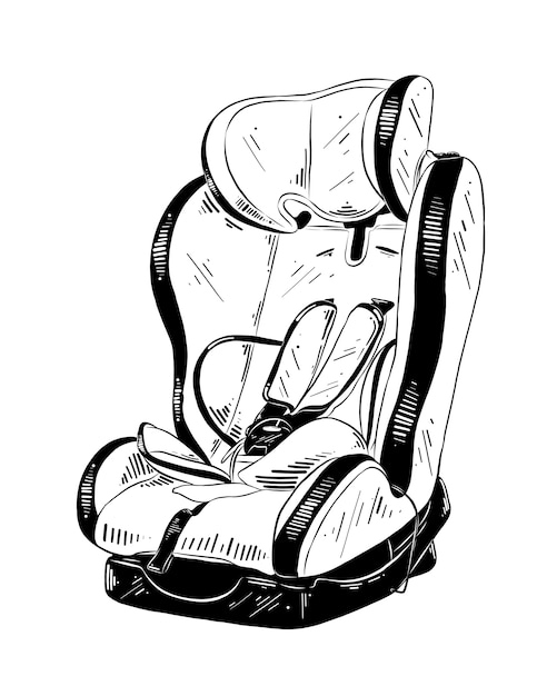 Premium Vector | Hand drawn sketch of baby car seat