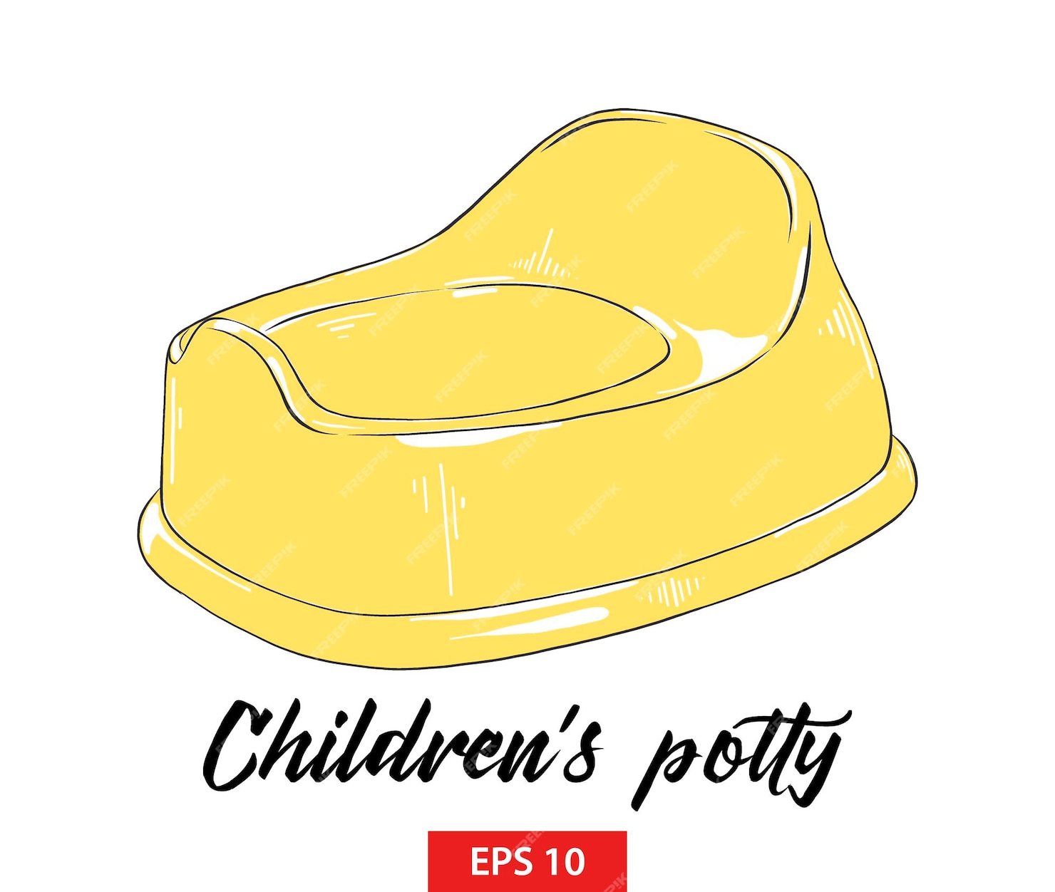Premium Vector Hand drawn sketch of baby potty in yellow isolated on