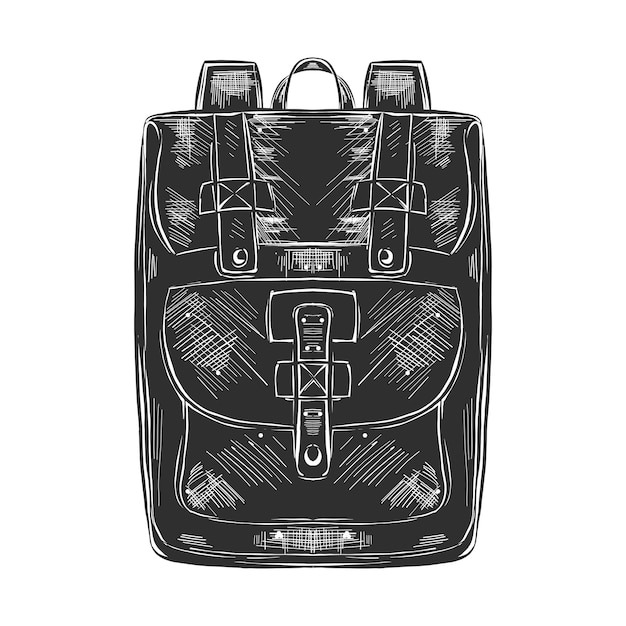 Premium Vector | Hand drawn sketch of bag pack in monochrome