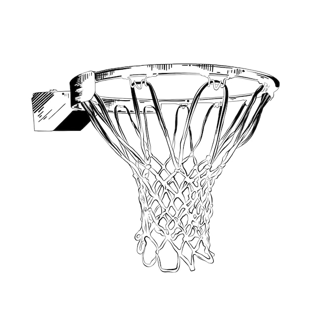 Premium Vector | Hand drawn sketch of basketball ring in black