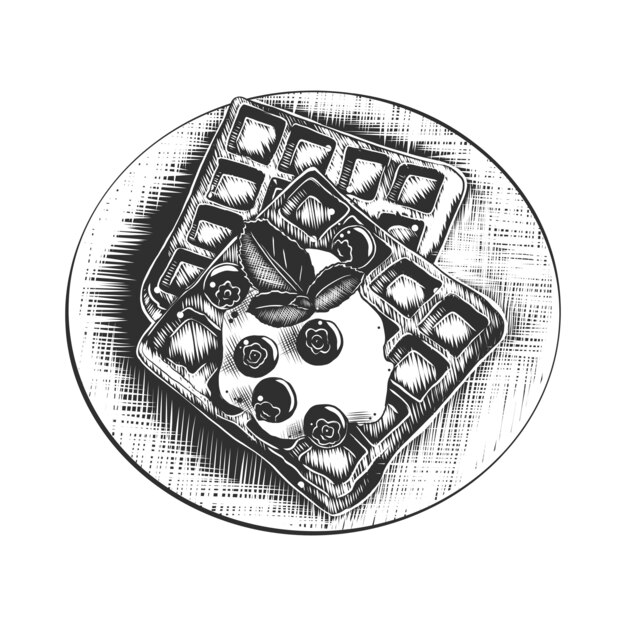 Premium Vector Hand Drawn Sketch Of Belgian Waffles