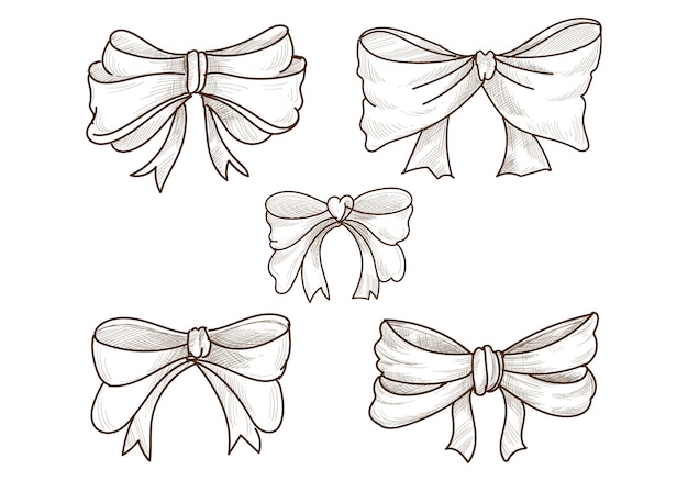 Free Vector Hand Drawn Sketch Bows Set Design 