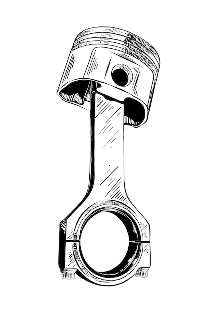 Hand drawn sketch of car piston  in black Vector Premium 