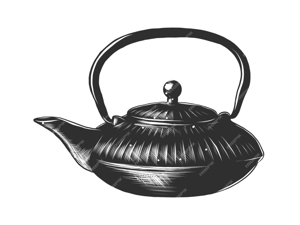 Premium Vector | Hand drawn sketch of a chinese teapot