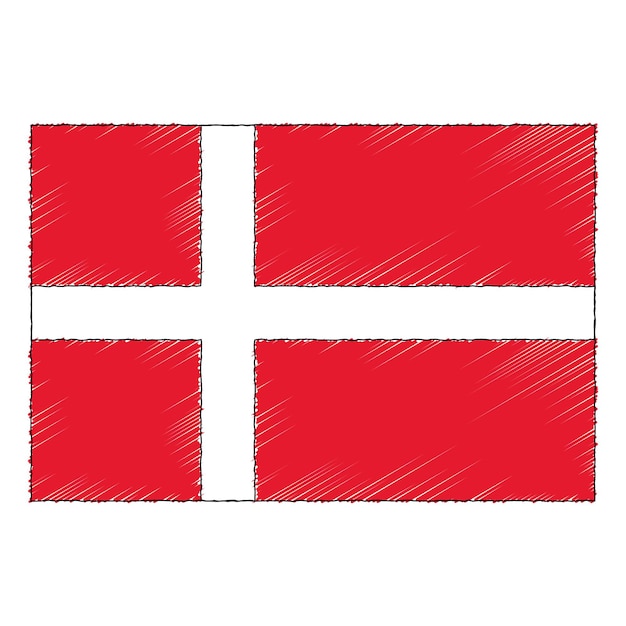 Premium Vector | Hand Drawn Sketch Flag Of Denmark. Doodle Style Vector ...