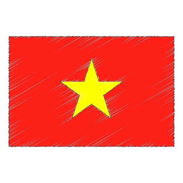 Premium Vector | Hand drawn sketch flag of vietnam. doodle style vector ...