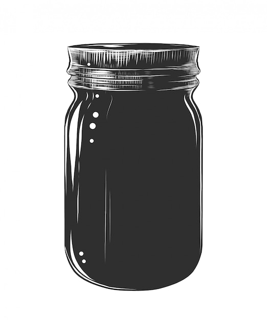 Hand drawn sketch of glass jar Premium Vector