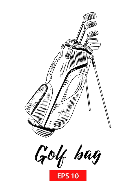 Premium Vector | Hand drawn sketch of golf bag in black