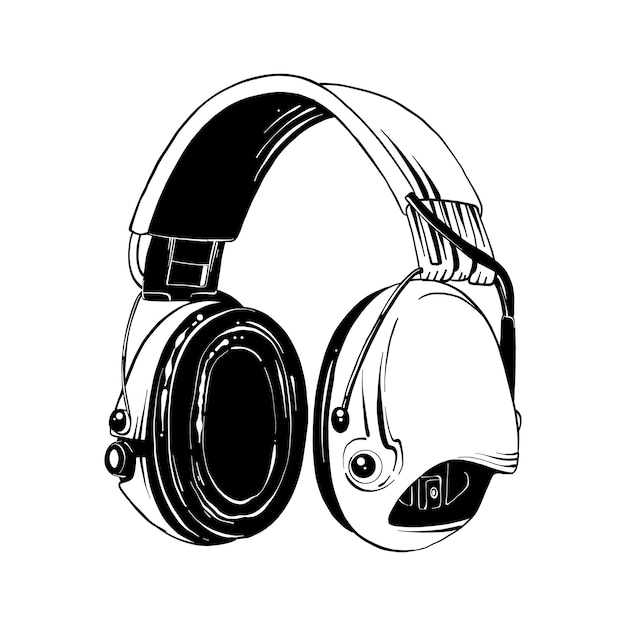 Premium Vector Hand Drawn Sketch Of Headphones In Black