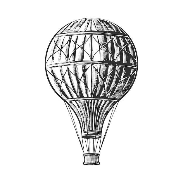 Hand drawn sketch of hot air balloon | Premium Vector