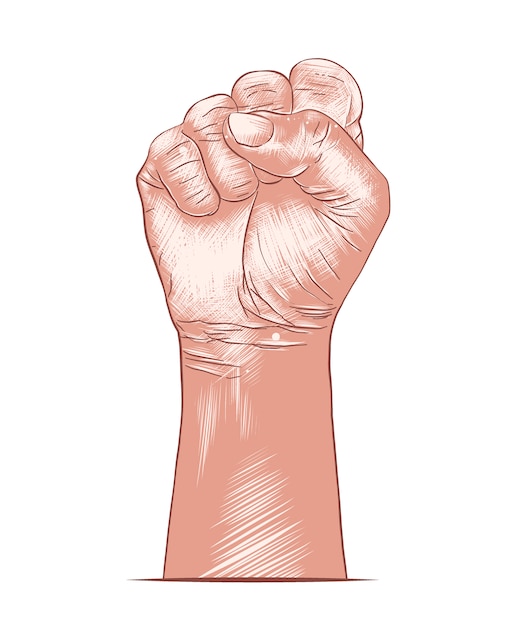 Premium Vector Hand drawn sketch of human fist in colorful