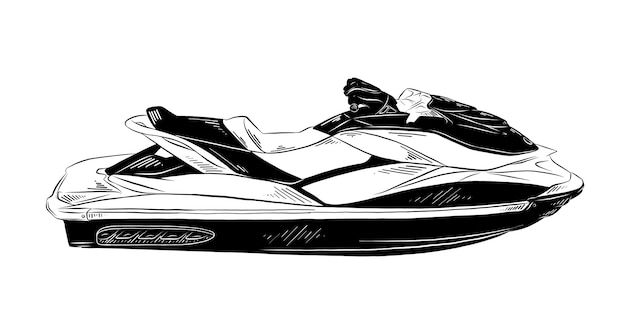 Premium Vector | Hand drawn sketch of jet ski in black