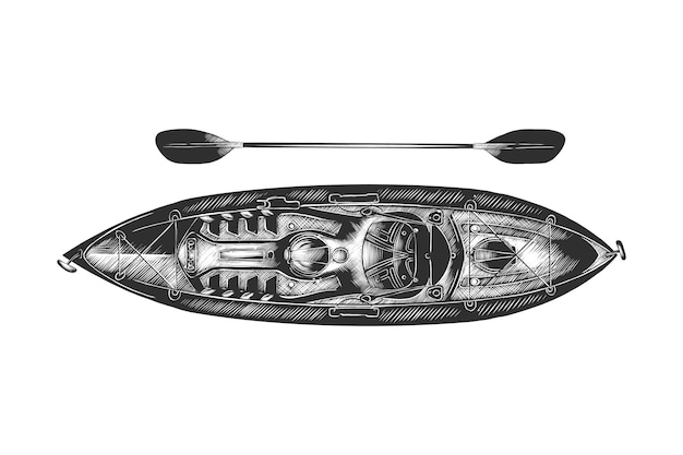 Premium Vector | Hand drawn sketch of kayak in monochrome