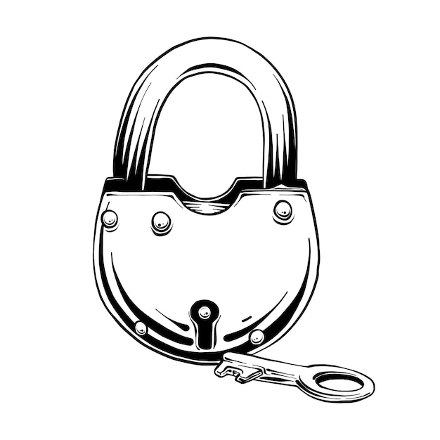 Premium Vector Hand drawn sketch of lock with key
