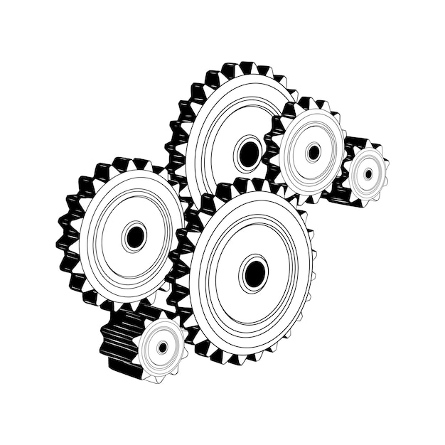 Premium Vector | Hand drawn sketch of mechanical gears