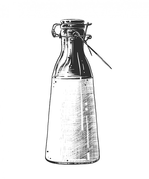 Premium Vector | Hand drawn sketch of milk bottle in monochrome