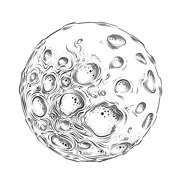 Premium Vector Hand Drawn Sketch Of Moon Planet In Black Isolated Detailed Vintage Style Drawing