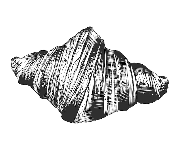 モノクロのクロワッサンの手描きのスケッチ プレミアムベクター