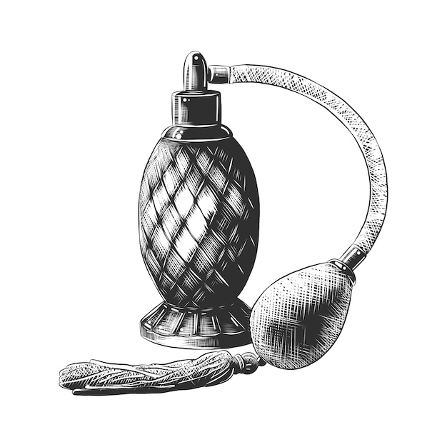 モノクロの香水の手描きのスケッチ プレミアムベクター