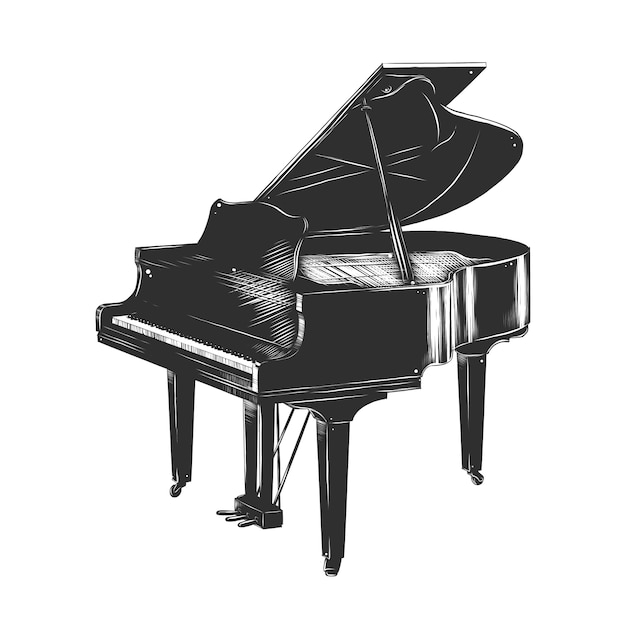 Premium Vector Hand drawn sketch of piano in monochrome