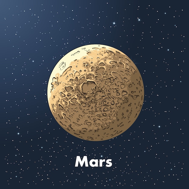 Premium Vector | Hand drawn sketch of planet mars in color.