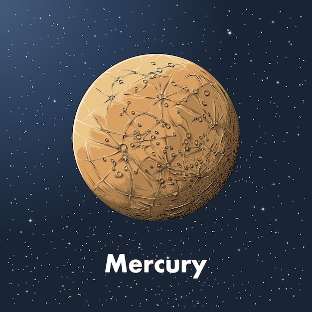 Premium Vector | Hand drawn sketch of planet mercury in color.
