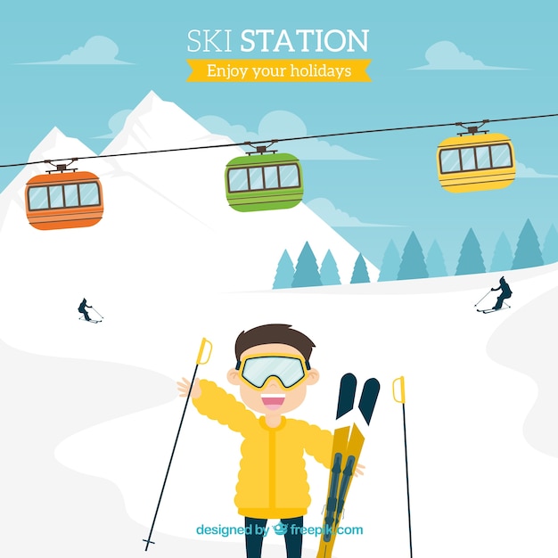 Hand drawn ski station