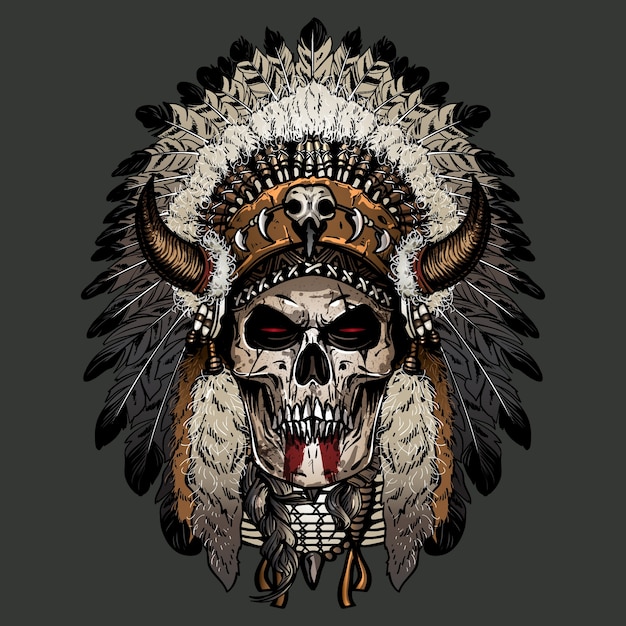 Premium Vector | Hand drawn skull apache