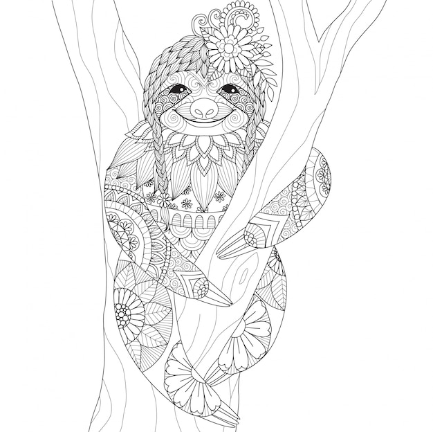 Download Hand drawn sloth background Vector | Free Download