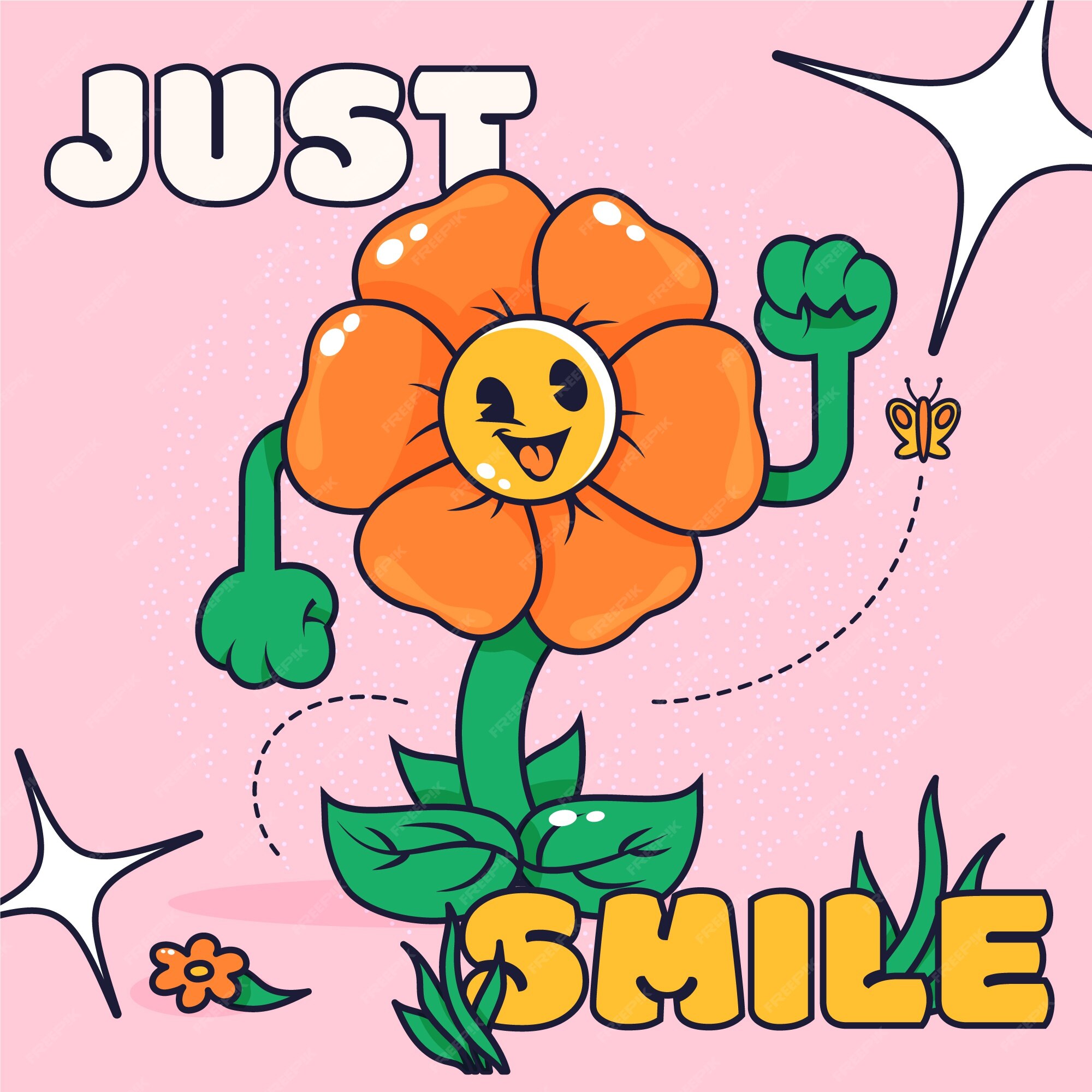 Premium Vector | Hand drawn smiley face flower illustration