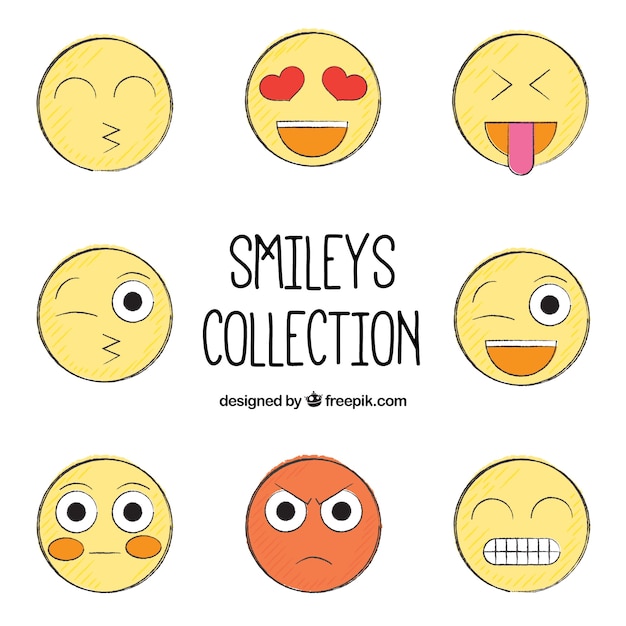 Download Hand drawn smileys pack Vector | Free Download