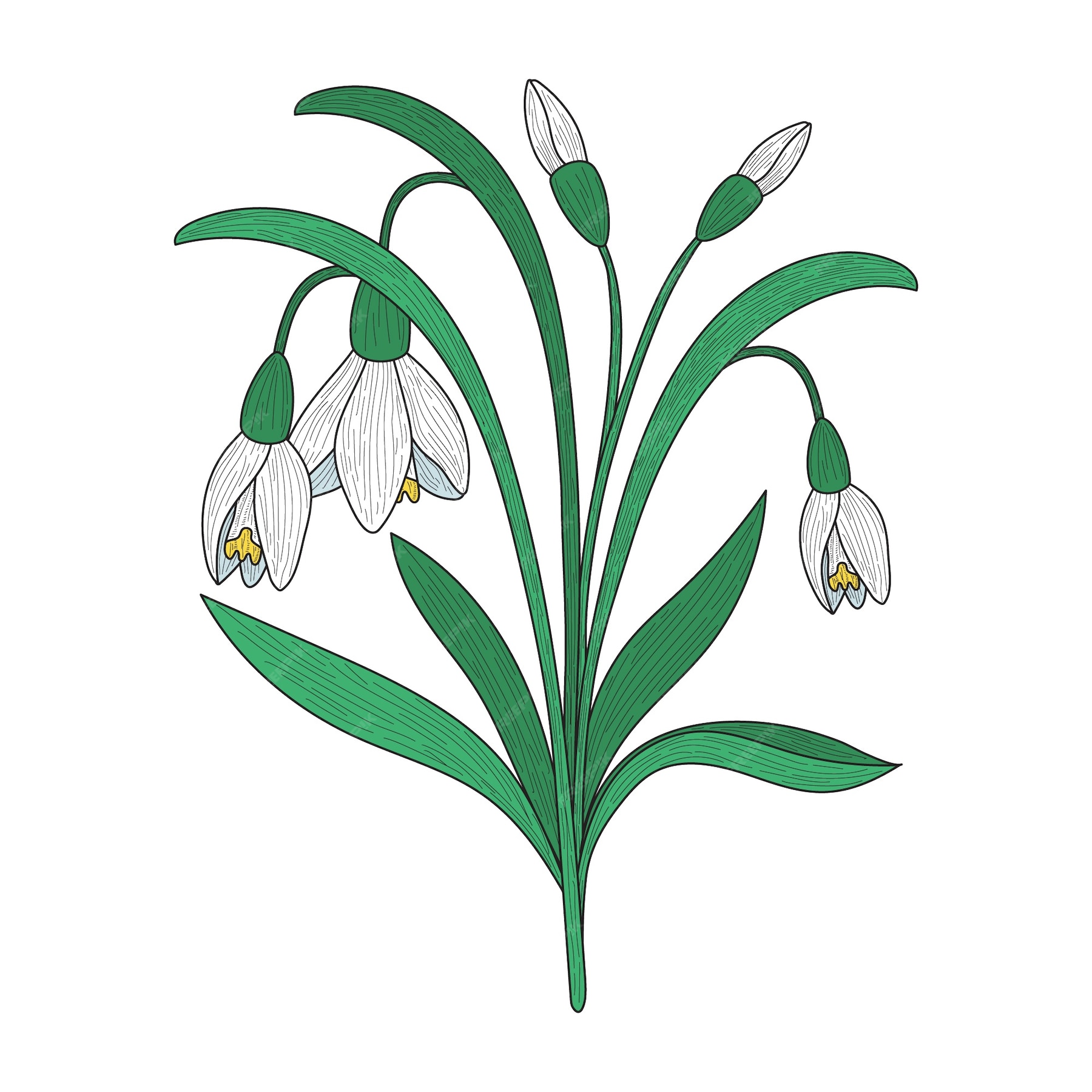 Free Vector Hand drawn snowdrop flower illustration