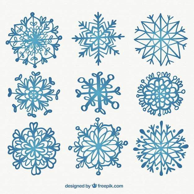 Download Hand-drawn snowflakes with different shapes for christmas ...