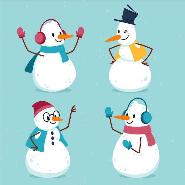 Premium Vector Hand Drawn Snowman Character Collection