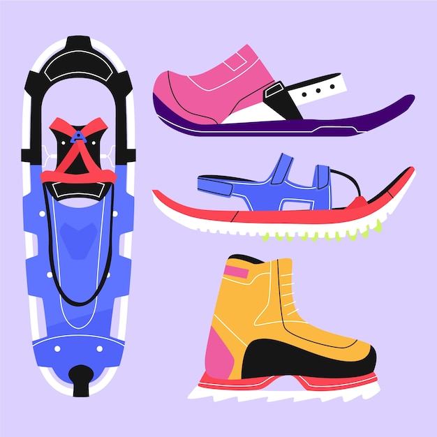 Free Vector Hand drawn snowshoes collection